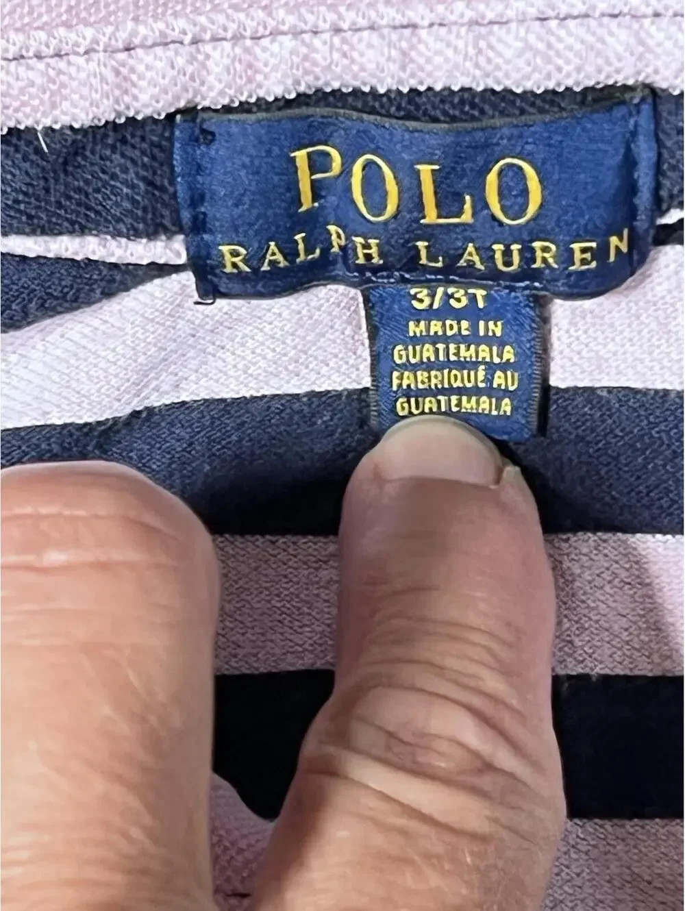 Polo Ralph Lauren Polo Shirt Girls 3T Pink Blue Stripe EUC S/S Cotton
